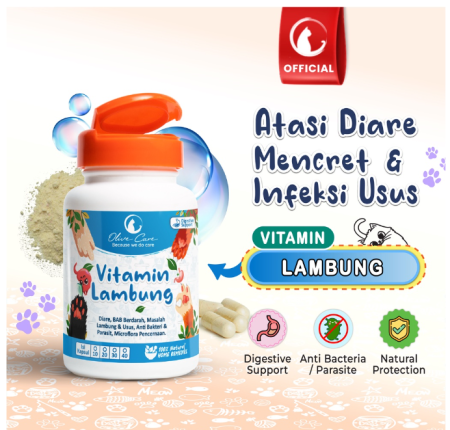Olive Care Vitamin Kucing MASALAH PENCERNAAN untuk Diare, Mencret, Pup Berdarah dan Radang Usus