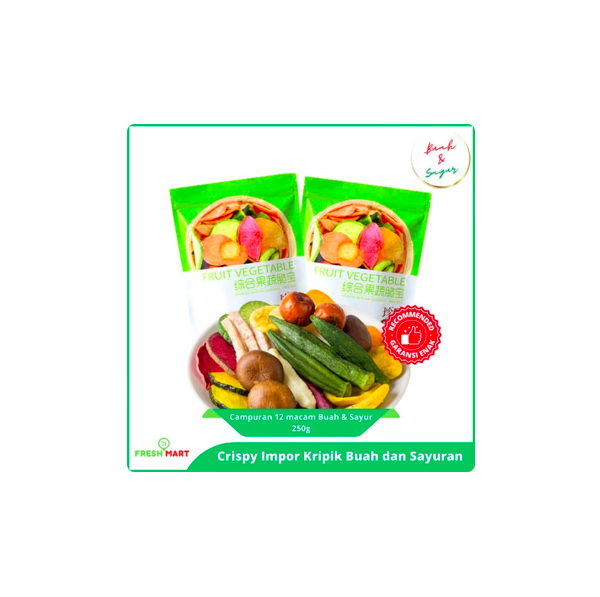 Cemilan Snack Import Kripik Buah Sayur Kering Campuran 12Macam (250gr)