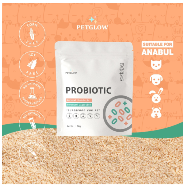 Petglow Superfood Probiotic For Pet Powder Bubuk Tempe Untuk Anjing Kucing Hamster Kelinci Vitamin Masalah Pencernaan Diare