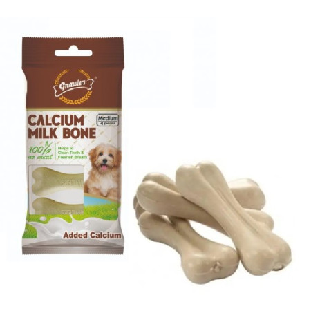 GNAWLERS CALCIUM MILK BONE MEDIUM DOG 4PCS 90GR - SNACK ANJING / DOG TREATS