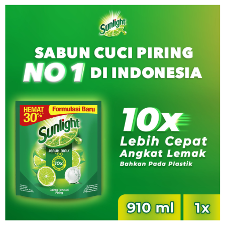 Sunlight Sabun Cuci Pencuci Piring Cair Jeruk Nipis Lime 910ml