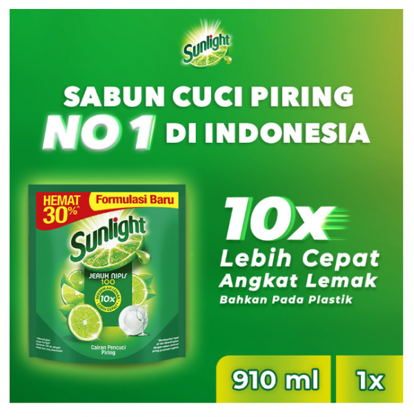 Sunlight Sabun Cuci Pencuci Piring Cair Jeruk Nipis Lime 910ml