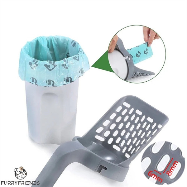 Kantong Kotoran/Sekop Litter Box Kucing Serokan Pasir Poop Pet Cat Scoop Bonus Dispenser Kantong Plastik