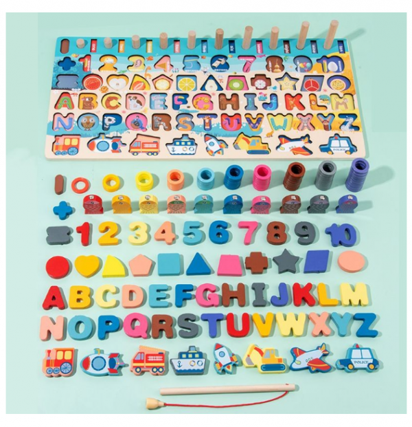 Mainan Puzzle Edukasi Anak Bayi Huruf Angka 6 Tingkat Wooden Education