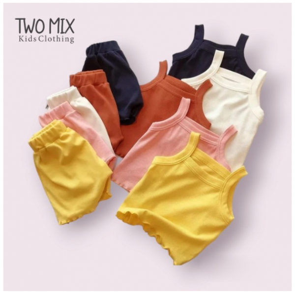 Two Mix - Setelan Singlet Baju Bayi dan Anak 1 2 3 4 Tahun bb05 - Hyejin size 3, brown