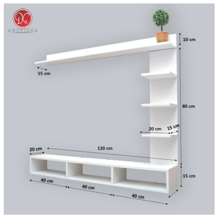 Dections Set Furniture Rak TV Dinding Minimalis Meja TV Tempel Dinding - Putih