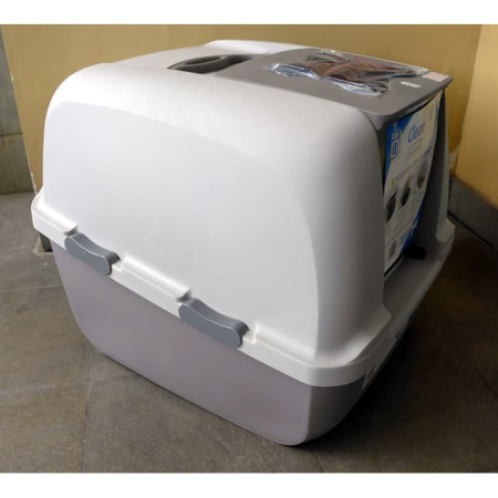 Pet Toilet Catit Jumbo Hooded Cat Pan Warm Gray