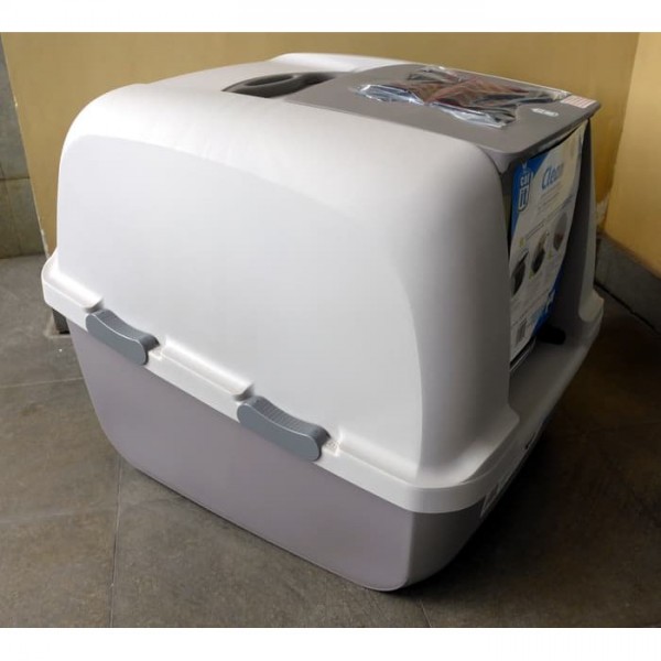 Pet Toilet Catit Jumbo Hooded Cat Pan Warm Gray