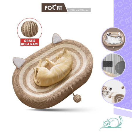 Papan Garuk dan Tempat Tidur Tali Rami Sisal Anjing Kucing 2in1 Pet Scratcher Board Serbaguna