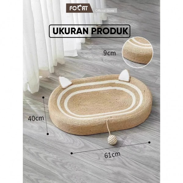 Papan Garuk dan Tempat Tidur Tali Rami Sisal Anjing Kucing 2in1 Pet Scratcher Board Serbaguna