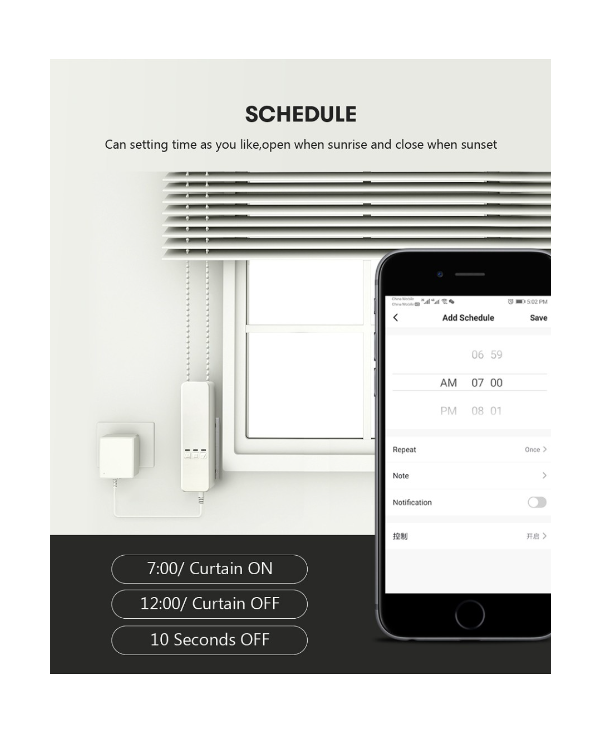 SEYVEN Smart Curtain Motorized Roller Blind Wifi Pembuka Tirai Gulung