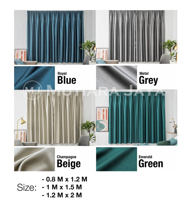 PLATO Tirai Jendela Gorden Blackout Tempel Hordeng Jendela - Beige,0,8 x 1,2M