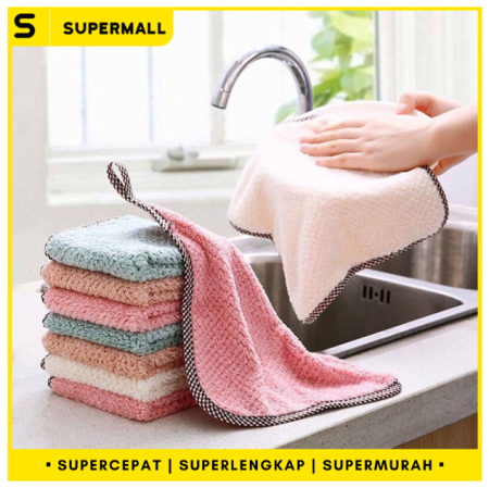 SUPERMALL Kain Lap Tangan - Kain Lap Gantung Meja Piring / Lap Dapur - Putih
