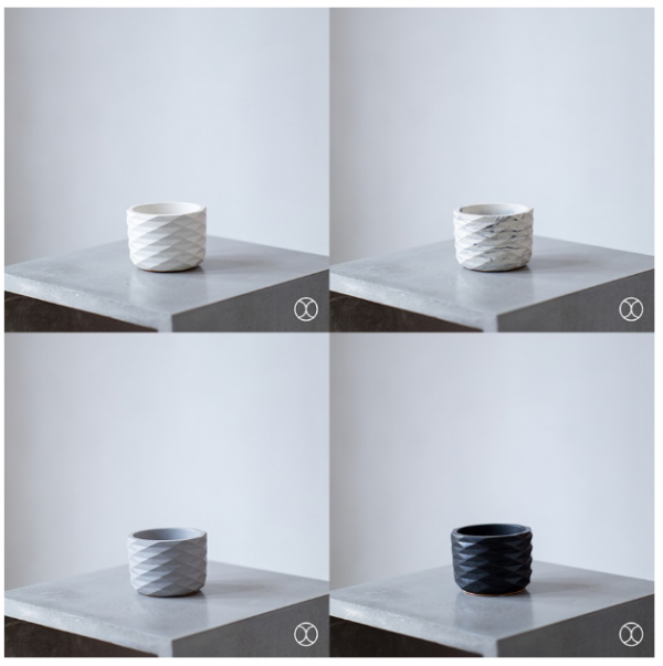 CONCREATE Pot Kaktus Acadia 10 cm / Pot Tanaman / Dekorasi Meja - Putih