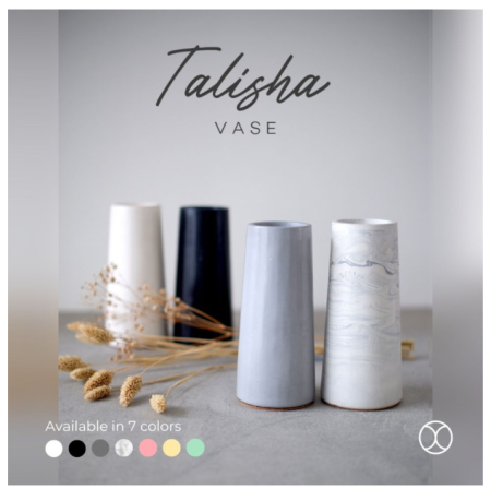 CONCREATE Vas Bunga Talisha / Flower Vase / Pot Bunga / Dekorasi Meja - Marble