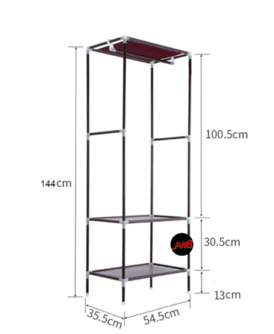 AMS Rak gantungan baju stand hanger kotak lemari baju portable - Putih