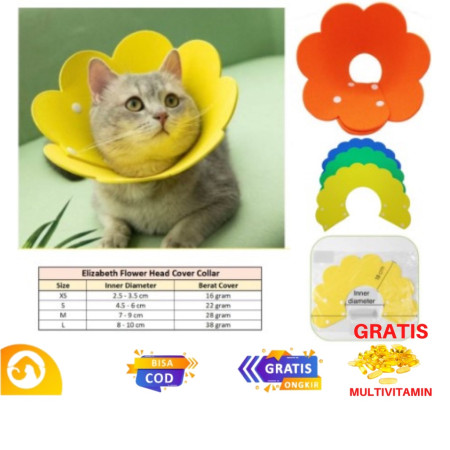 Pet Protection Collar Colar Kucing Pelindung Penutup Leher Free Multivitamin
