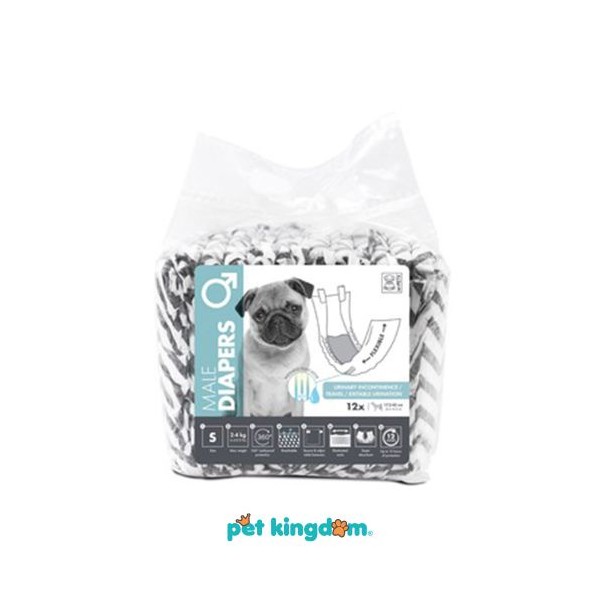 Pet Kingdom M-Pets Set 12 Pcs Ukuran S Popok Anjing Jantan - Hitam/Putih Dog Diaper