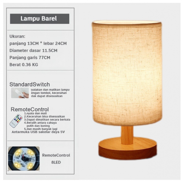 UPHOME Lampu Tidur Led Wireless Remote Control 3 Color Gaya Jepang - StandardSwitch