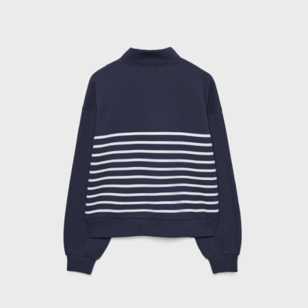 STRADIVARIUS SWEATSHIRT BERGARIS DENGAN RITSLETING - NAVY