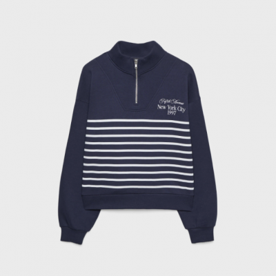 STRADIVARIUS SWEATSHIRT BERGARIS DENGAN RITSLETING - NAVY