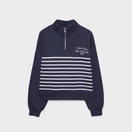 STRADIVARIUS SWEATSHIRT BERGARIS DENGAN RITSLETING - NAVY