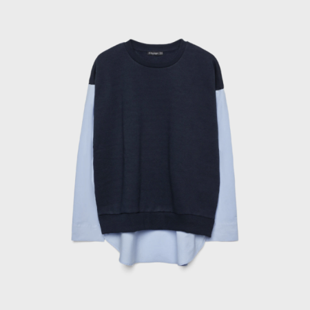 STRADIVARIUS SWEATSHIRT KEMEJA KONTRAS - NAVY