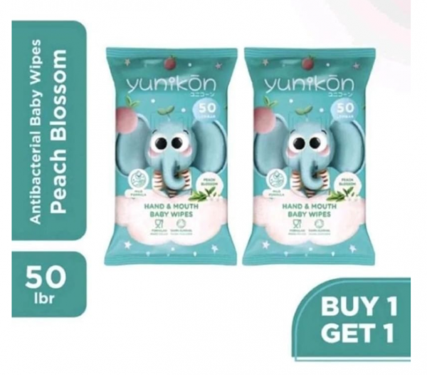 YUNIKON TISU BASAH 50 LEMBAR (BELI 1 GRATIS 1) - PEACH BLOSSOM