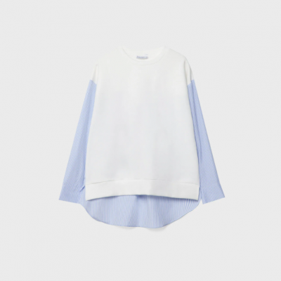 STRADIVARIUS SWEATSHIRT KEMEJA KONTRAS - WHITE