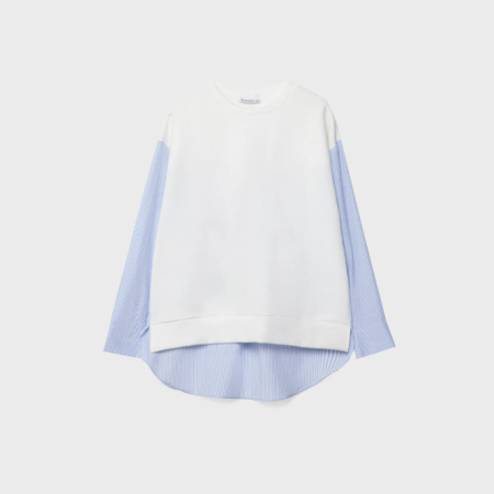 STRADIVARIUS SWEATSHIRT KEMEJA KONTRAS - WHITE