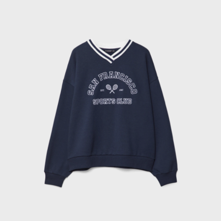 STRADIVARIUS SWEATSHIRT KONTRAS - NAVY