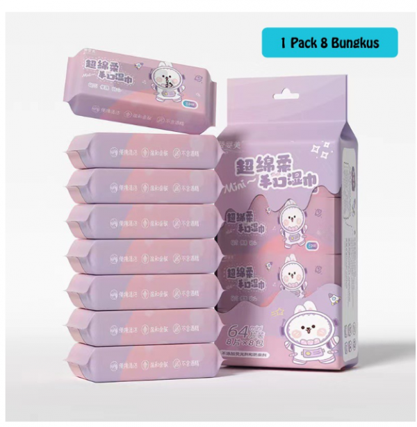 Tissue Basah Mini Travel / Tisu Basah Mini 84 Lembar - Rabbit