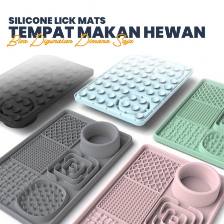 Pastel Lick Mat Pet Suction Square Slow Feeder Mangkok Makan Anjing Dog Bowl