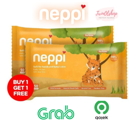 neppi baby wipes buy 1 get 1 isi 50 lembar /tisu basah bayi neppi baby - NON PARFUME