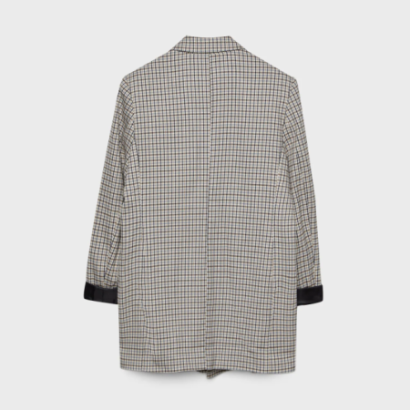 STRADIVARIUS BLAZER TERBUKA HOUNDSTOOTH - KREM