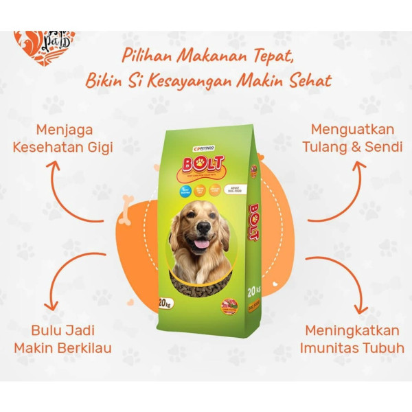 Bolt Dog 20kg Makanan Anjing Kering Dog Food