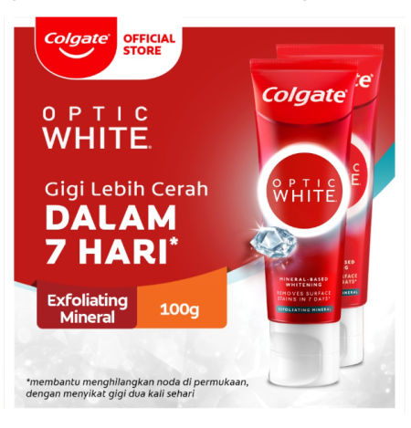 Colgate Pasta Gigi Optic White Plus Shine 100gr - Isi 2