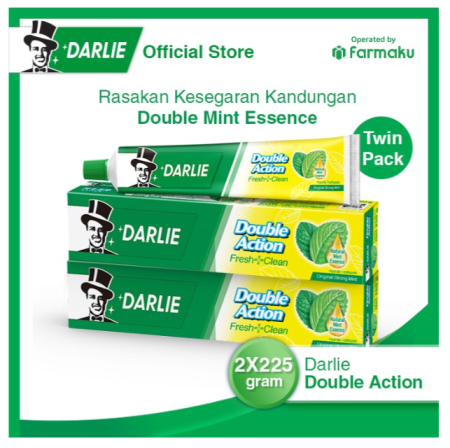 Twin Pack Darlie Double Action Mint Pasta Gigi 225 g