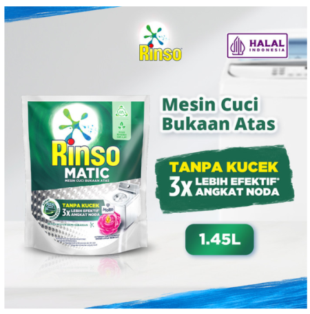 Rinso Matic Deterjen Cair Mesin Cuci Bukaan Atas 1.45L- Deterjen matic