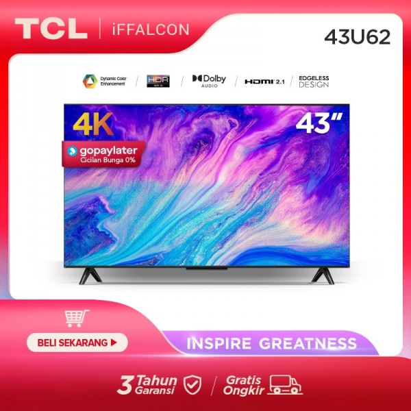 TCL iFFALCON 43U62 4K UHD GoogleTV-Netflix/YouTube-WiFi-Google Assist