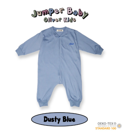 piyama baju tidur bayi pakaian bayi jumper bayi sleepsuit long jumper - JPR Dusty Blue, M 4-6 Bulan
