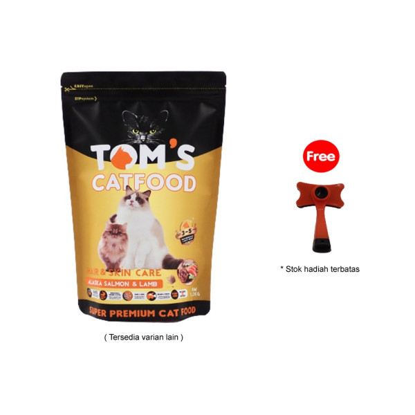 Tom's Cat Food Hair & Skin Care 1.2kg ( Alaska Salmon & Lamb ) 34% Protein - Toms catfood dry catfood