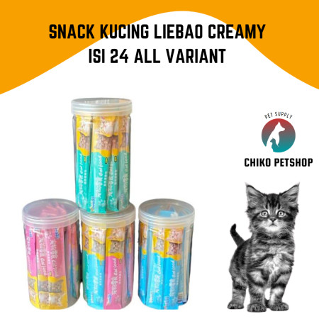 Snack Kucing Semua Umur LIEBAO Creamy Toples Isi 15 gr x 24 Sachet