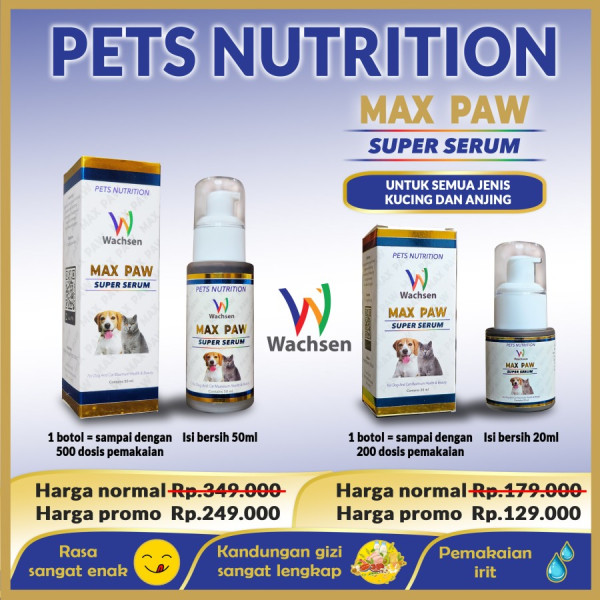 Max Paw Vitamin Kucing Anjing Sakit Napsu Makan Bulu Rontok Bulu Kusm - 50ml