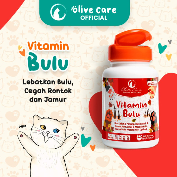 Olive Care Vitamin Kucing BULU Lebat Panjang Cegah Jamur & Bulu Rontok - 10 Kapsul