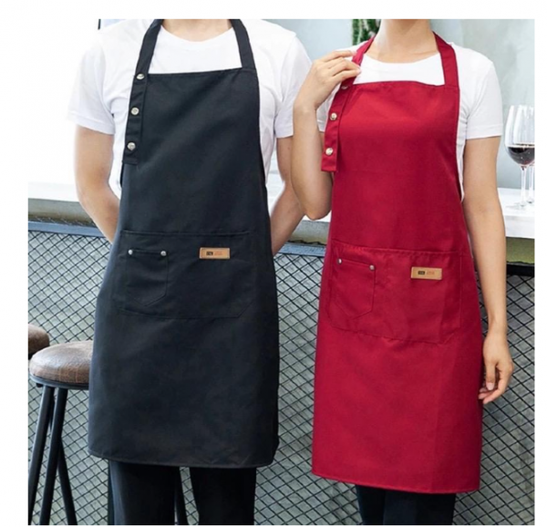 Monolog Apron Waterproof Celemek Masak Dapur Pria Wanita Chef Pelayan - HalfHitam
