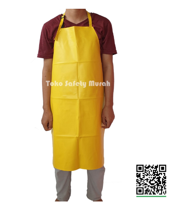 Apron Warna Warni PVC Waterproof Anti Air 90 cm Kulit Sintetis Leather - Hitam