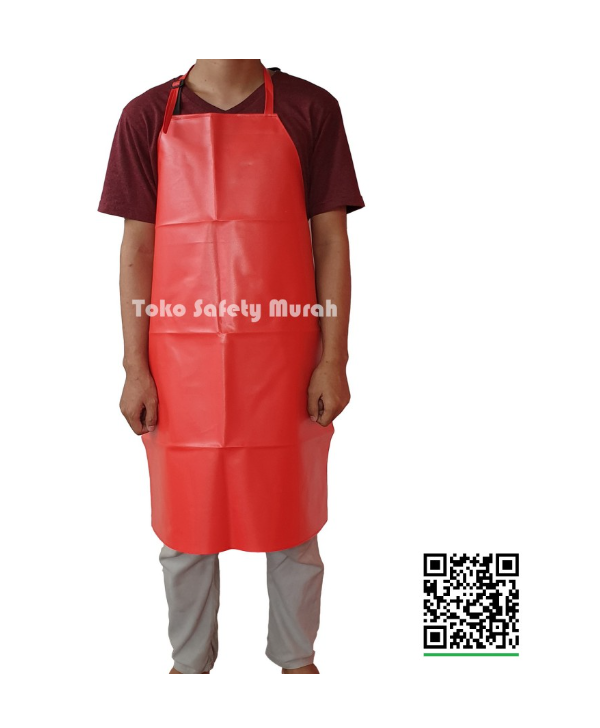 Apron Warna Warni PVC Waterproof Anti Air 90 cm Kulit Sintetis Leather - Hitam
