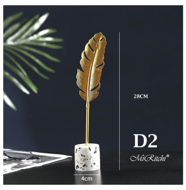 Pajangan Meja Ruang Tamu Ornamen Hiasan Aesthetika Nordic Gold Ginkgo