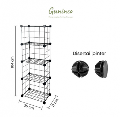 BUKO Hitam Rak Buku Besi Sederhana Minimalis Bongkar Pasang Portable - BUKO BLACK